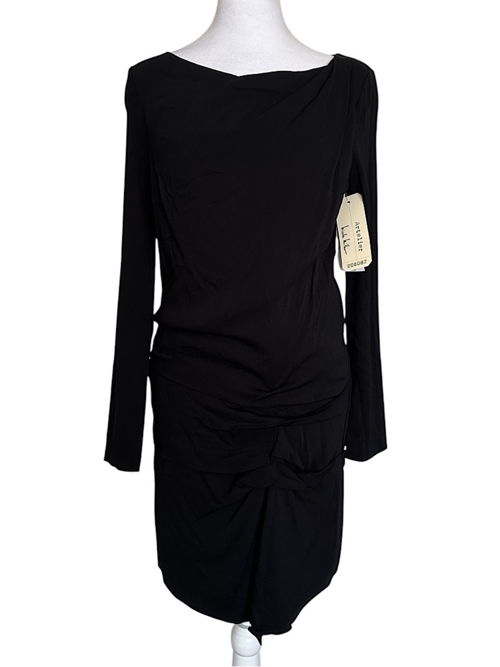 NWT Vintage Nicole Miller Artelier Asymmetrical Handkerchief Hem Dress Black S